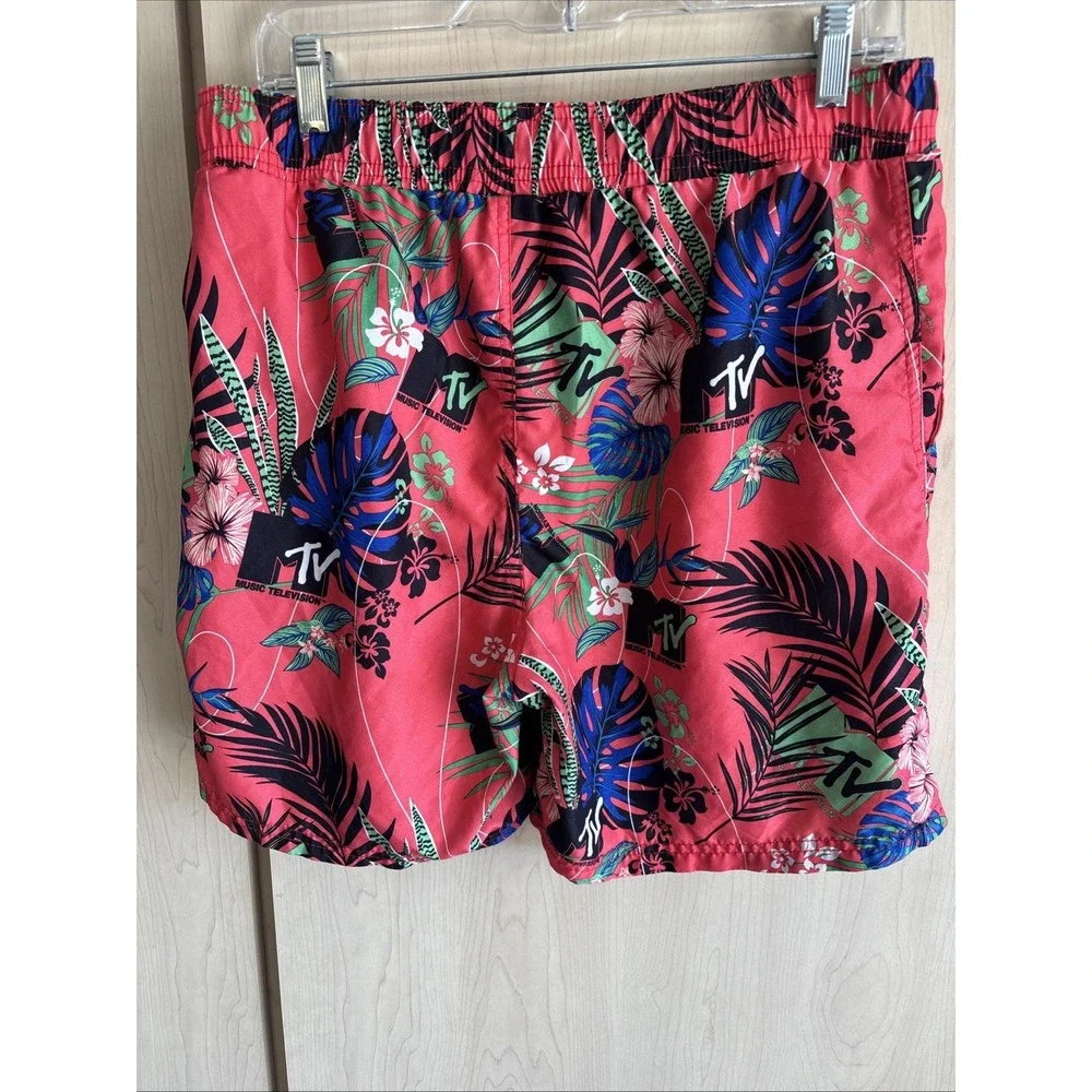 MTV 2017 Men's Swim Shorts Mesh Lined Elastic Waist Two‎ Side Pockets Size Large